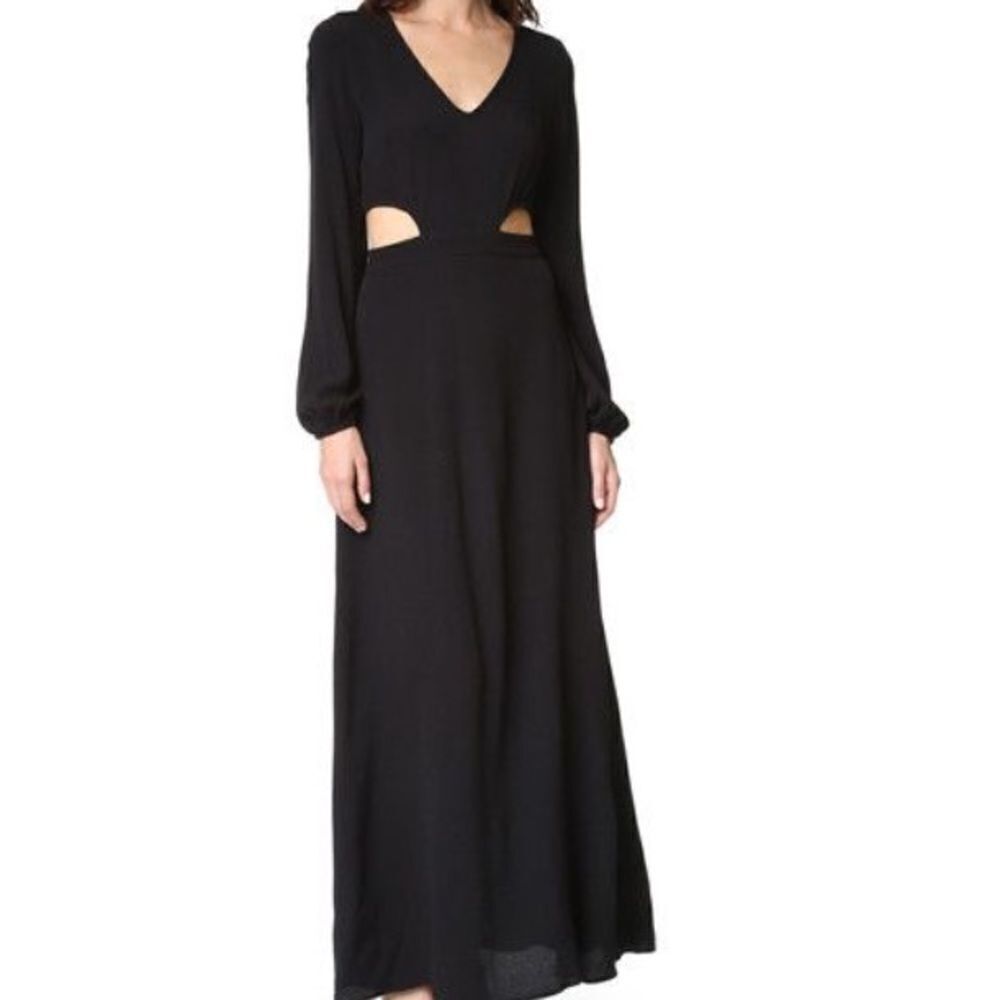 Wildfox Black Cut It Out Long Sleeve Flowy Maxi Dress New Size Size Small